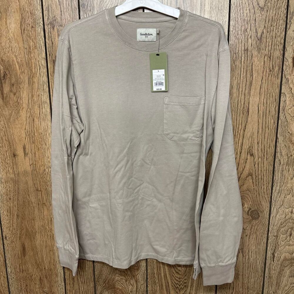 Goodfellow-co Men's Tan and Cream Shirt